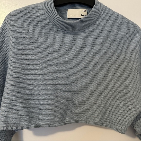 Wilfred Free Aritzia Blue Ribbed Cropped Sweater Wool Blend Size XXS Women’s - Picture 3 of 9